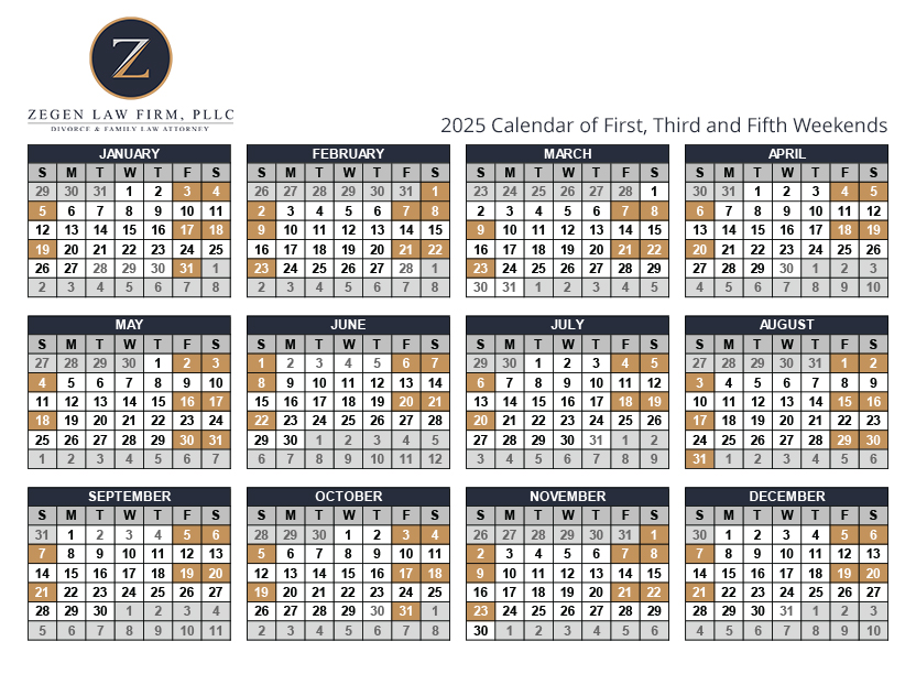 Zegen Law 2025 Child Visitation Calendar